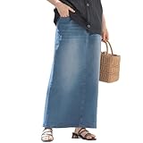 [n'OrLABEL] オシャレウォーカー【接触冷感デニムナロースカート】スカート レディース ボトムス ナロースカート ウエストゴム ひんやり 接触冷感 ストレッチ スリット ロングスカート 春 夏 体型カバー ゆったり 大きいサイズ 12bn0lp