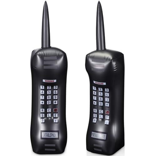 Gejoy 2 Packs Inflatable Mobile Phone Inflatable Retro Mobile Phone 80's 90's Party Decoration Hip Hop Costume Birthday Theme Props Fancy Dress Accessory,30 Inches (Black)