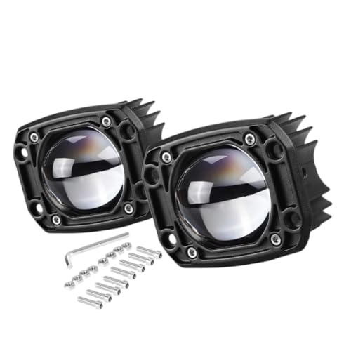MACHSWON Flush Mount LED Work Light Pods 2pcs (Square), Universal Fit for Truck Car SUV ATV UTV Boat Motorcycle, Clear Lens White Light + Amber Light 3" LED Pod Lights Off Road Driving Lights by MACHSWON - Used condition - Image 8