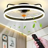 Mpayel Low Profile Ceiling Fans with Lights, Remote - Flush Mount, 20" Modern Bladeless, Enclosed Sm