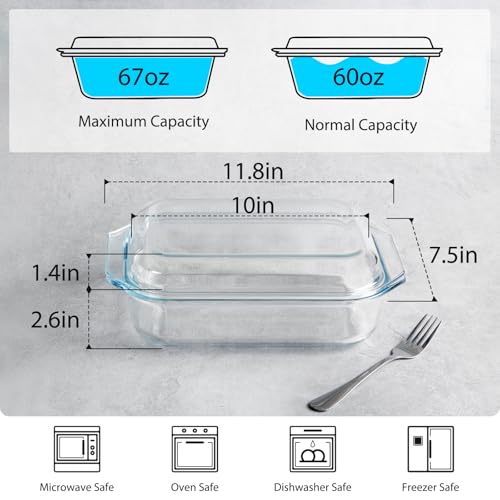 NUTRIUPS 2 QT Rectangular Glass Casserole Dish With Lid, (11.8×7.5×4in) Glass Casserole Dish for Oven by NUTRIUPS - Used condition - Image 2