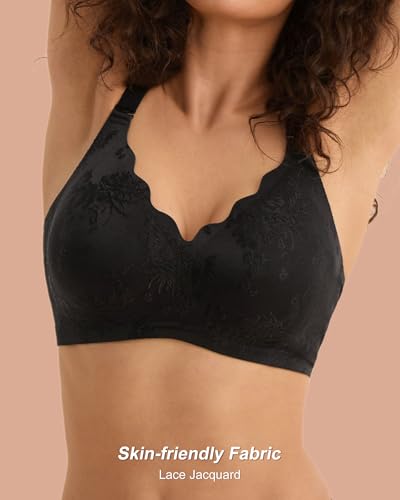 Wireless Jelly Bras for Women No Underwire, Seamless Comfortable Jacquard Bralettes, Padded Convertible Bra Sets3