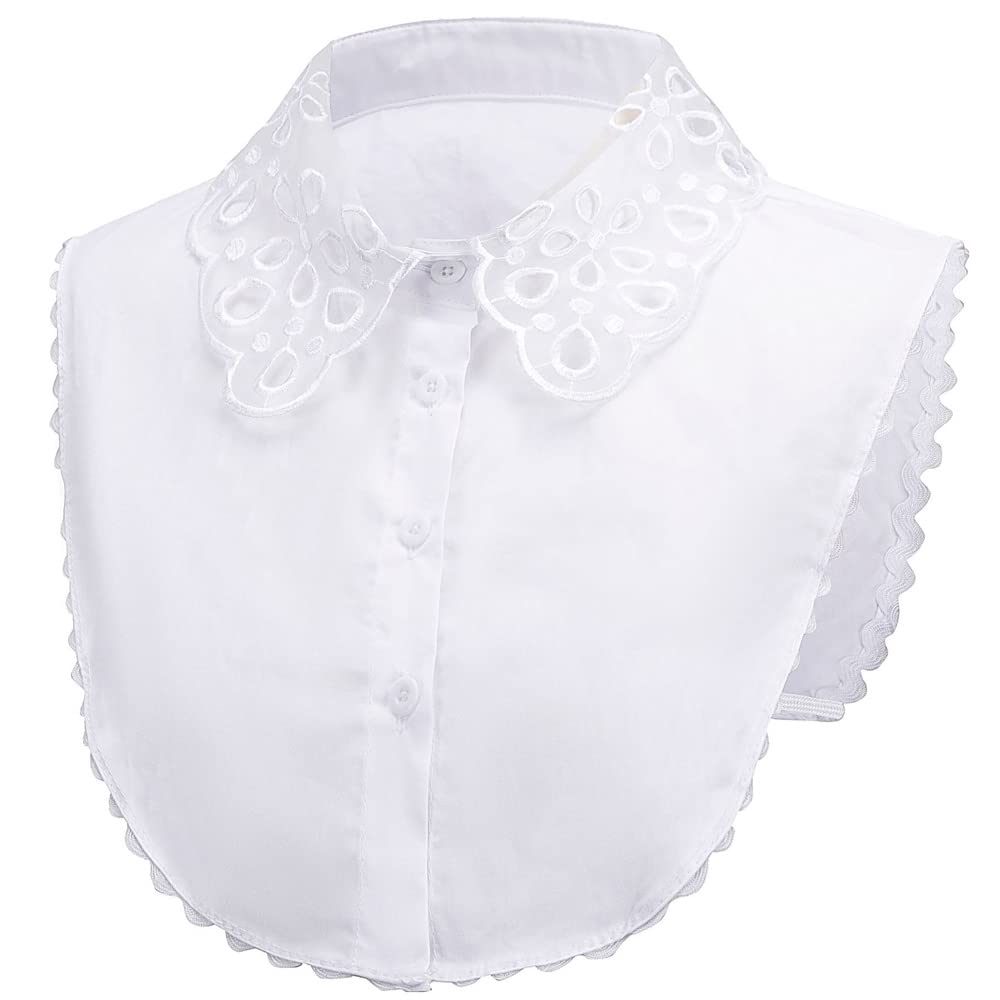 LoudSung Fake Collar Detachable Half Shirt Blouse False Collar Lapel Top Elegant Organza for Women Girls