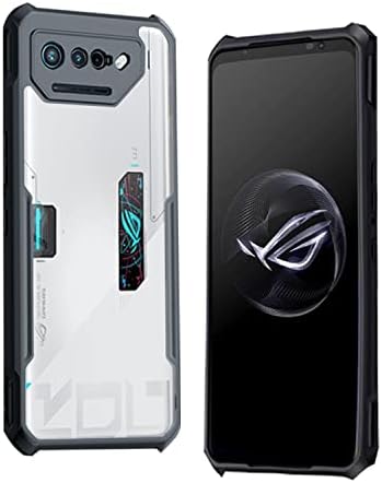 Guizzcg Case for ASUS ROG Phone 7/ASUS ROG Phone 7 Pro 5G/ASUS ROG Phone 7 Ultimate Case, Ultra-Thin Transparent Cover Soft TPU Bumper + Acrylic Clear Back Military Grade Airbags Drop Protection,Black