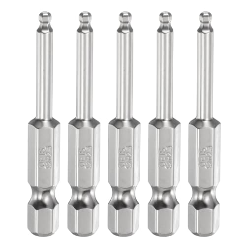 QUARKZMAN 5 Stück H2,5 (2,5mm) Innensechskant Bit Set, 50mm Länge Kugelkopf Schraubendreher Bits mit Magnetische 1/4" Sechskantschaft S2 Stahl Metrische Bohrer für Akkuschrauber Werkzeug