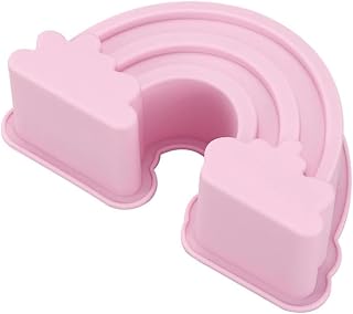 Molde de silicona para tartas con forma de arco iris, molde de silicona para repostería, 1 unidad, color rosa