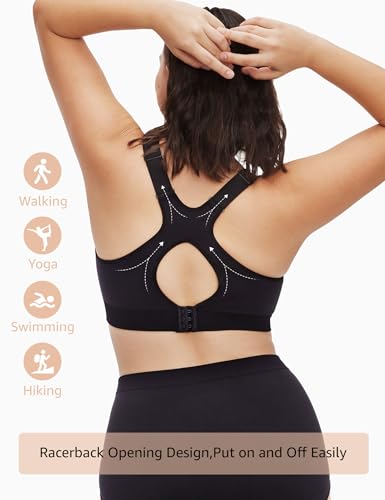 HOFISH Nursing Bras for Breastfeeding, Medium Support Nursing Sports Bra Wireless Comfort Maternity Bra3