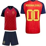 ESPAÑA E HIJOS, S.A. Selección Española - Kit Camiseta y Pantalón Niño | Mundial 2026-2028 | Personalizable con Nombre y Dorsal | Diseño Oficial | Cómodo - Transpirable (14 años, rojo, regular)
