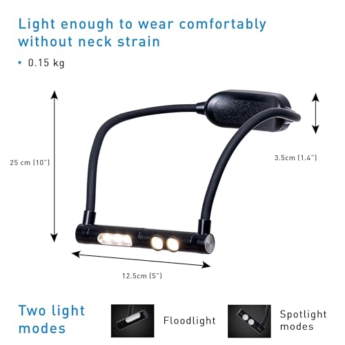 daylight DuoNeck Go Rechargeable LED Neck Reading Light 95+ CRI Hands-Free Book Light, Floodlight & Spotlight, 3 Color Temps, USB-C, 100-Hr Battery for Reading, Knitting, Crafts by daylight - Used condition - Image 7