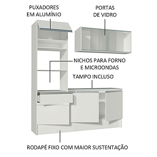 Cozinha Compacta Madesa Topazio com Balcão e Tampo