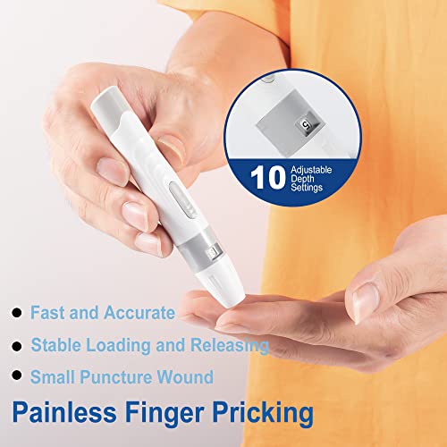 Rgdood Automatic Blood Glucose Monitor Kit For Blood Sugar Monitor, 1 Lancing Device, 50 Lancets And 50 Test Strips For Diabetes Test Kit, 1 Glucometer Portable Blood Sugar Test Kit (White) #TOP5