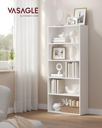 Image of VASAGLE CUSTOS Collection - Bookshelf, 5-Tier Bookcase, Book Shelf, Open Storage Shelf, 9.4 x 23.6 x 52.5 Inches, for Living Room, Home Office, Dining Room, Cloud White ULBC165T14