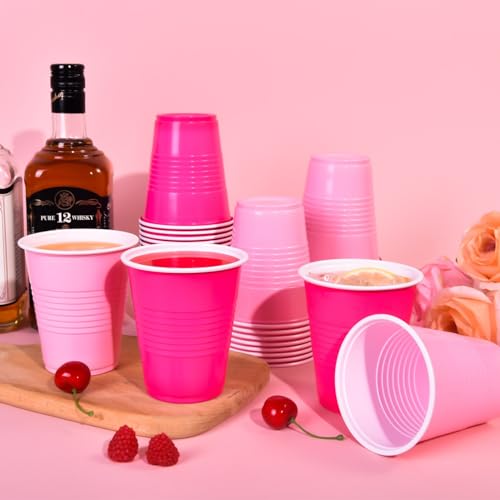 Vumdua Pink Plastic Cups Disposable Cups, 12 oz Plastic Party Cups for Bachelorette Party, Valentine's Day, Wedding, Birthday Party Supplies (Hot Pink, Light Pink), Pack of 40 by Vumdua - Used condition - Image 5