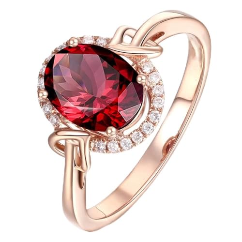 Anillos de circonia cúbica roja de oro rosa, el regalo ideal de joyería para mujer
