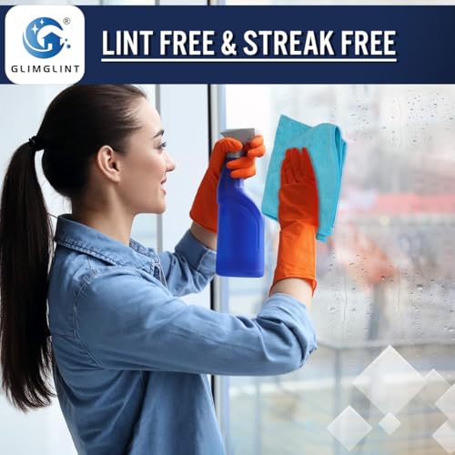 GLIMGLINT Microfiber Cleaning Cloth, 150 Pack Cleaning Rags, Cleaning Towels with 3 Color Assorted, Shop Towels 14\"X12\"(Yellow/White/Blue)