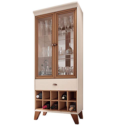Kit Para Sala de Jantar Aparador 04 Portas Havana B01 com Cristaleira Luma Off White Nature - Lyam Decor 5 41oGbYi5oLL