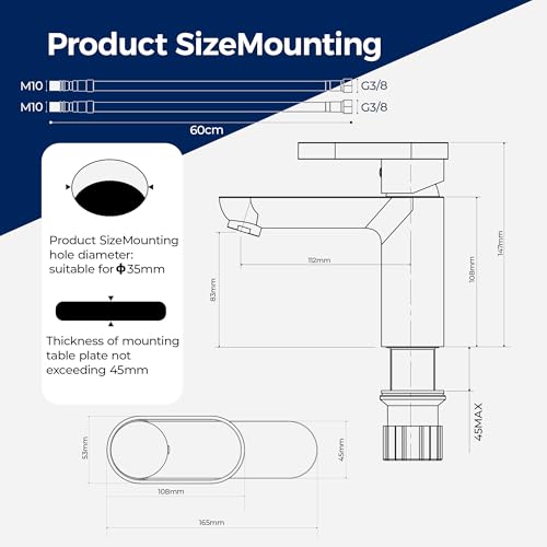 Robinet mono commande DN15 mitigeur lavabo vasque sous-plan économie eau chrome - 3