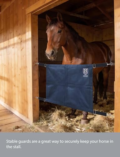 Protector de parada para caballos azul marino Harrison Howard con correas 5