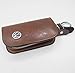 ESMPRO VW Volkswagen Brown Leather Car Key Case Coin Holder Zipper Remote Wallet Key Chain Bag