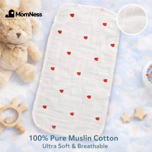 Image of Premium 100% 6 Ply Pure Cotton Baby Muslin Burp Towel (Pack of 4), Burp Cloth, Washcloth, Lightweight, Breathable, Natural Dyes, Unisex, White