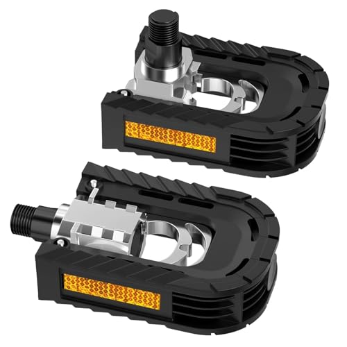 Dorglix 1 Paio Pedali Flat MTB, Pedali Pieghevoli Bici, Pedali per Bicicletta Antiscivolo Impermeabile, Alluminio Pedali, Accessorie per Ciclismo All'aperto(Nero, 123mm x 70mm x 27mm)