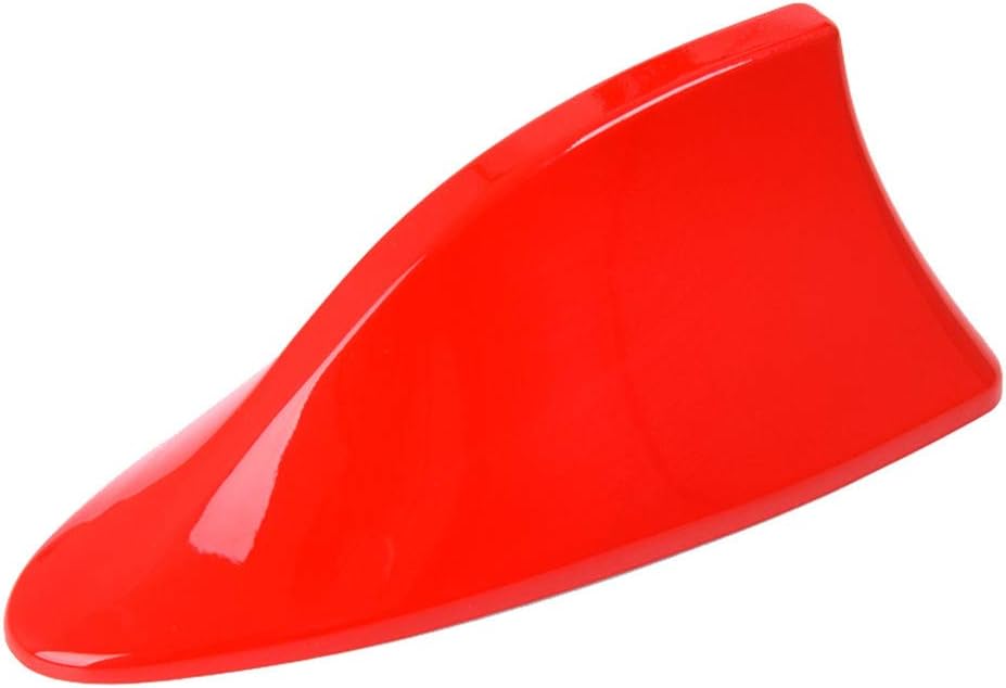Shark Fin Roof Antenna Aerial FM/AM Radio Signal Decoration Car Trim Universal (Red)