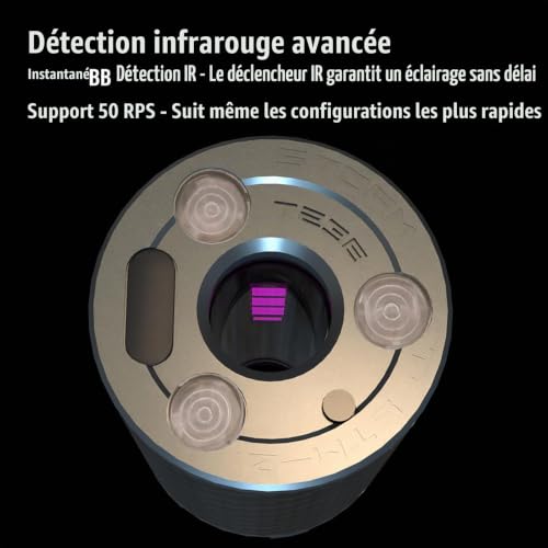 T238-Airsoft Tracer Glow in The Dark, Traceur Tactique Spitfire pour Airsoft/Gel Blaster avec Interface Filetée de 14 mm CCW (Storm, Noir) – vue 4