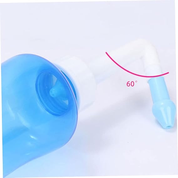 Sinus Rinse Bottle Neti Pot 300ML Nasal Irrigation Nose Washing Cleaner Pressure Rinse Nasal Irrigation for Adult & Kid, Blue