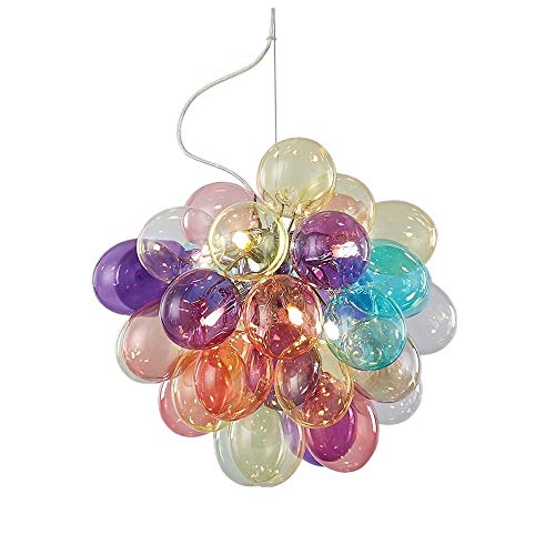 Lustre suspension ballon LED luminaire intérieur verre coloré câble réglable