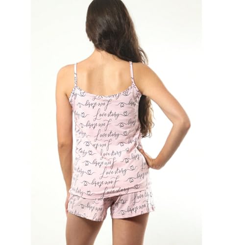 Conjunto Pijama De Calor Alça Feminino Verão Story Love (BR, Alfa, M, Regular, Regular, 2, Rosa)
