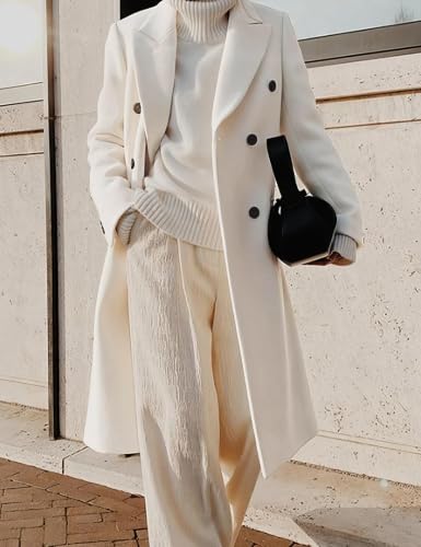 Image of IDEALSANXUN Womens Long Wool Coats Fall Winter Double Breasted Trench Coat Peacoat