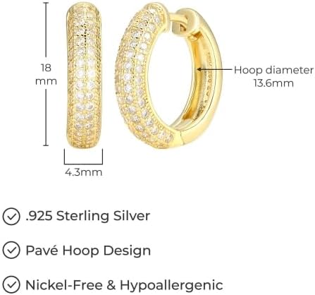 Amazon Essentials Cubic Zirconia Pave Hoop Earrings in 18k Gold Plated Sterling Silver - Image 5