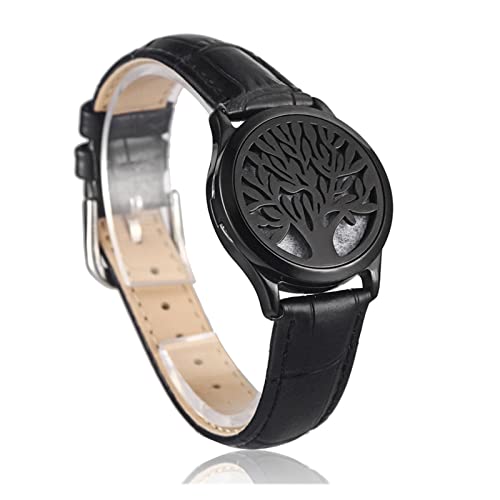 DHDHWL Duftarmband Leder Mann Frau 30mm Aroma Medaillon Armband Edelstahl Armreif Ätherische Öle Aromatherapie Medaillon Armband (Metal Color : BGLB020) Cover