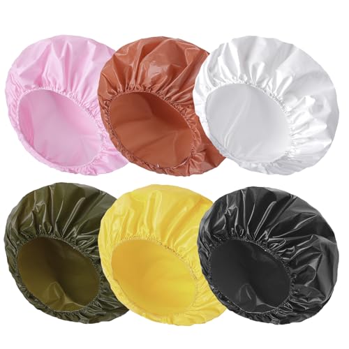 CHFONG 6 PCS Shower Caps for Women, Double Side Waterproof Shower Cap, Reusable Elastic Bath Caps for Shower, EVA Bathing Shower Caps, Bath Hair Caps - Candy Color