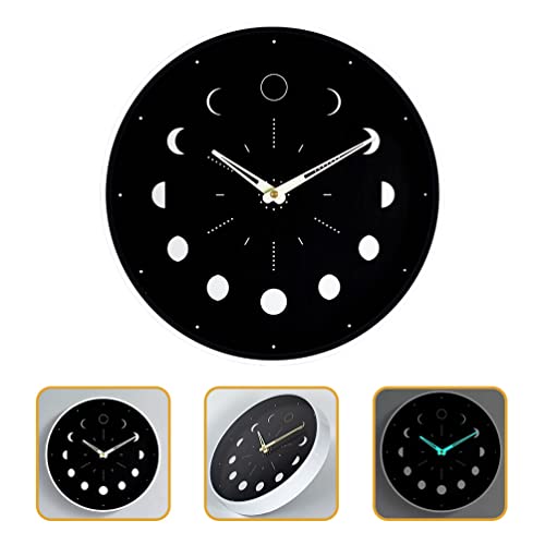 Moon Design Wall Clock Moon Phase Wall Clock Luminous Wall Clock Battery Operated Mute Clock Wall Mounted Clock For Living Room Bedroom Witch Home Decor Silence Clock Luminous #TOP3