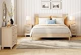 WAMPAT 3 Piece Bedroom Set - Includes Farmhouse 7 Drawer Dresser, Set of 2 End Tables with Charging Station & Storage Cabinet, 3 Piece Dresser and Nightstand Sets, Beige
