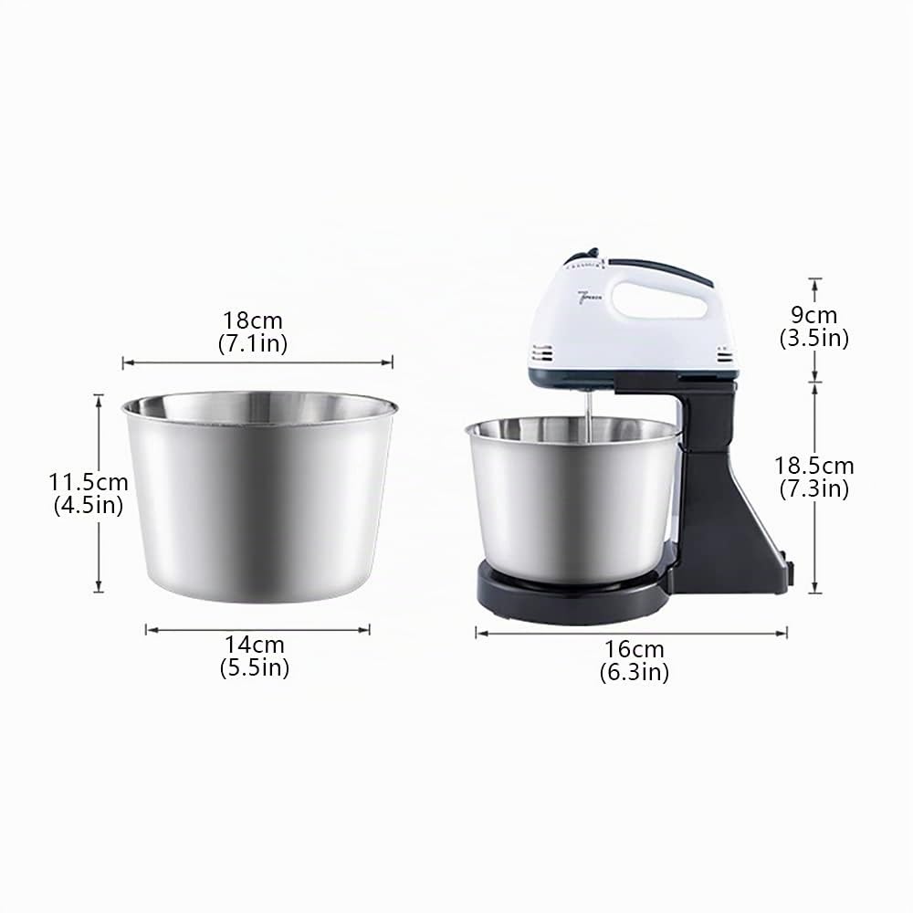 Robot da cucina, impastatrice a 7 velocità, frullatore per torte con 2 bacchette, in acciaio inox, 1,7 l, agitatore da cucina, per verdure, insalata, burro, pasta, panna, uova