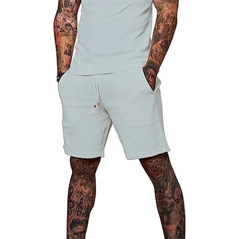 Redqenting Mens 8" Casual Sweat Shorts with Pockets,Drawstring Athletic Shorts Waffle Lounge Summer Shorts (Size28~40) Cover