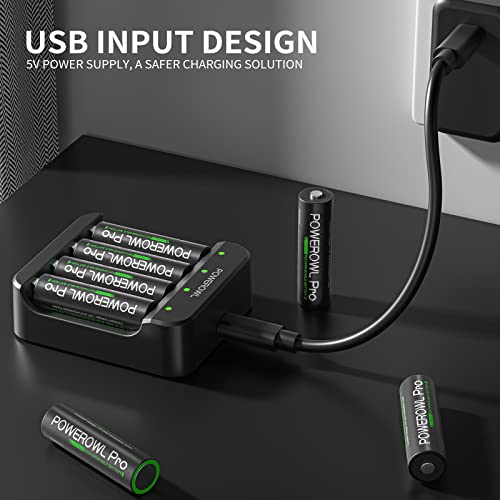 Powerowl Lithium Rechargeable Aa Batteries W/Charger, 3000Mwh 1.5V Constant Voltage Double A Battery-Qty 8 #TOP6