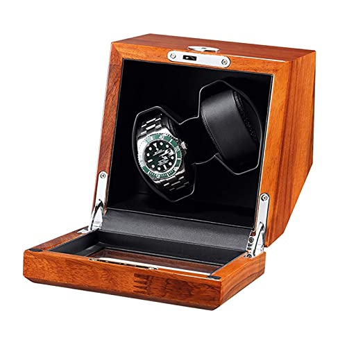Caja giratoria de madera de lujo para relojes automáticos con cristal