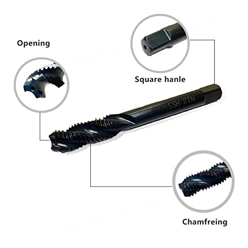 Foto von Aiyomi 7 Stück Gewindebohrer Set, Gewindebohrer Set Metall M3 M4 M5 M6 M8 M10 M12, HSS 6542 Nitrieren Metrisch Maschinengewindebohrer Set für Holz, Metall, Edelstahl