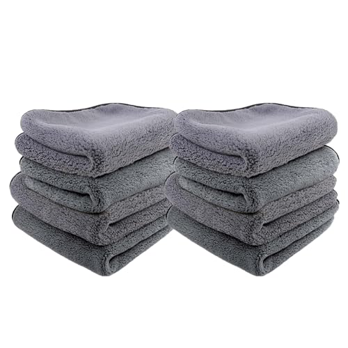 Image of Autofy 500GSM - 40cm x 60cm - [Pack of 8] - Microfiber Cloth Double Sided Microfiber Cloth for Car Lint Free Super Soft Plush Car Cleaning Cloth Sueded Edges for Scratch Free Car & Bike Cleaning
