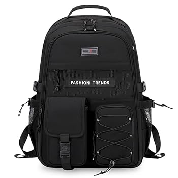 Lohol Multi-Pocket Backpack with 15.6 inch Laptop Compartment, Water Resistant Bookbag for School College and Travel (Black)