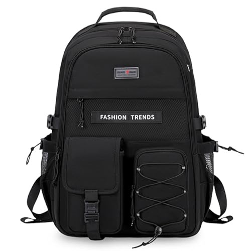 Lohol Multi-Pocket Backpack with 15.6 inch Laptop Compartment, Water Resistant Bookbag for School College and Travel (Black) by Lohol - Used condition - US$22.64