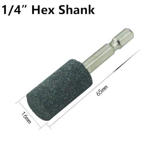 πππππππ 10 Pcs 16 mm Cylindrical Shape Rotary Grinding Stone with 1/4\" Hex Shank Aluminum Oxide Mounted Grinding Point for Drill