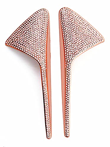 YUWATON NIUHURU Car Interior Fitting Declas Rhinestone Bling Accessoreis para Tesla Modelo 3 (oro rosa, etiqueta de la cámara lateral del coche 2 piezas) Cover