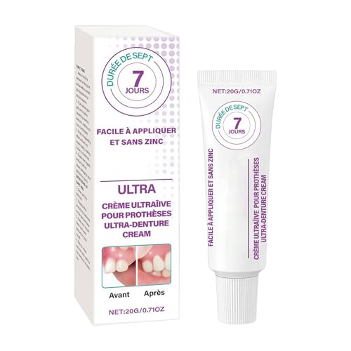 Crema adhesiva para prótesis dentales | Adhesivo para portadores de dentaduras postizas – 20 g Solución suave con adherencia durante todo el día para adultos en uso prolongado