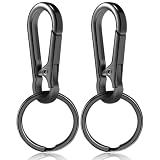 2pcs Metal Keychain Rings, Sturdy Key Chain Ring Carabiner Clip, Key Holder Organizer for Purse Charms Hook, Paracord Keychain Lanyard, Men and Women Home Car Keyrings (Black)