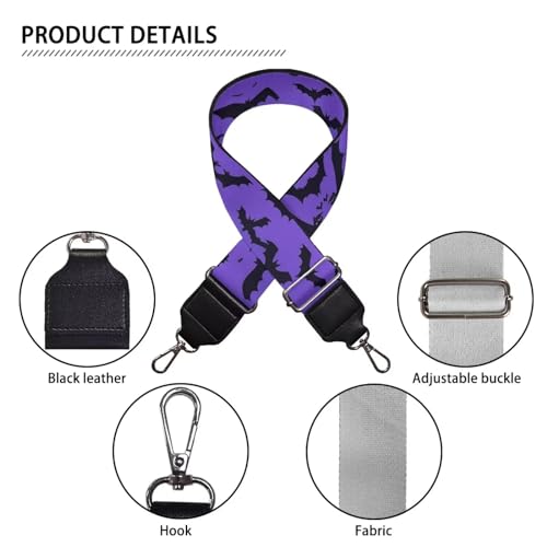 Image of Wide Bag Straps Replacement Crossbody Bat Guitar Straps for Handbags /Purses /Messenger /Duffel Bags Backpack Straps Replacement Adjustable Length from 30 inch to 50.3 inch Purple
