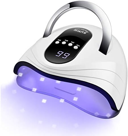 Sunrich UV Gel Nail Lamp 120W LED Nail Light Fast Nail Dryer for Gel Polish Curing with 4 Timers Portable Handle Large Space Automatic Sensor (White)